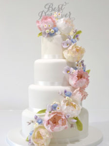 Peony Floral Wedding Cake